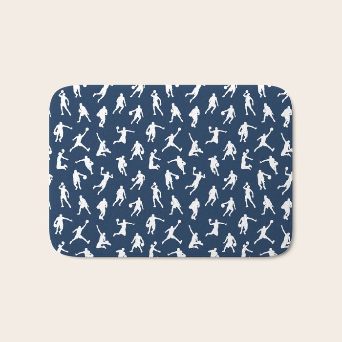 Basketball Players // Navy Bath Mat Gallery Image 1