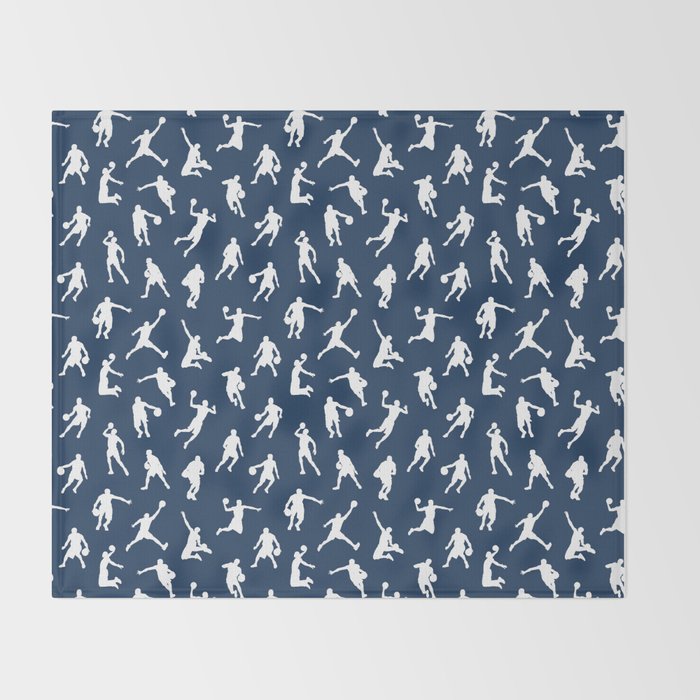 Basketball Players // Navy Throw Blanket Gallery Image 2