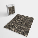 Decorative Leaf Pattern, Floral Prints, Cream and Black Jigsaw Puzzle Gallery Image 2