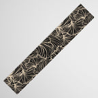 Decorative Leaf Pattern, Floral Prints, Cream and Black Table Runner Gallery Image 3