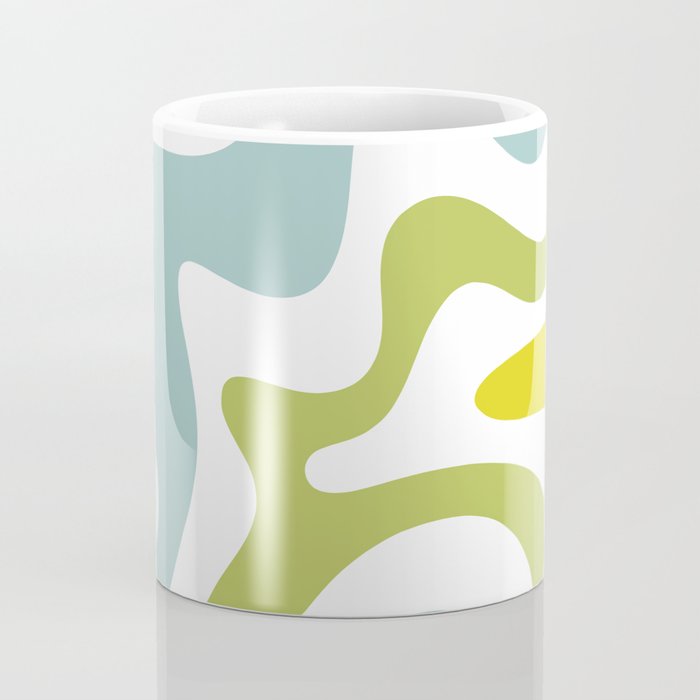 Retro Liquid Swirl Abstract Pattern Square Spring Green Ice Blue White  Coffee Mug Gallery Image 4