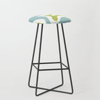 Retro Liquid Swirl Abstract Pattern Square Spring Green Ice Blue White  Stool Gallery Image 1