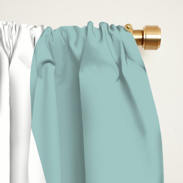 Retro Liquid Swirl Abstract Pattern Square Spring Green Ice Blue White  Window Curtain Gallery Image 2