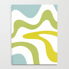 Retro Liquid Swirl Abstract Pattern Square Spring Green Ice Blue White  Notebook Gallery Image 4