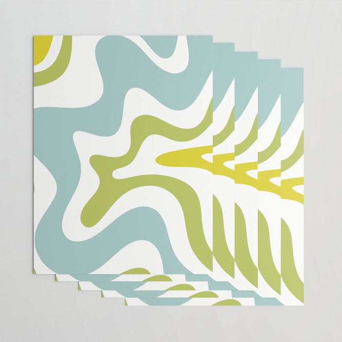 Retro Liquid Swirl Abstract Pattern Square Spring Green Ice Blue White  Wrapping Paper Gallery Image 3