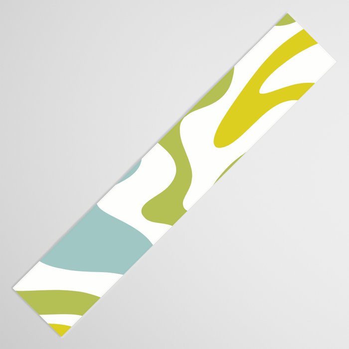Retro Liquid Swirl Abstract Pattern Square Spring Green Ice Blue White  Table Runner Gallery Image 3