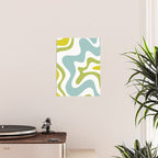 Retro Liquid Swirl Abstract Pattern Square Spring Green Ice Blue White  Poster Gallery Image 2
