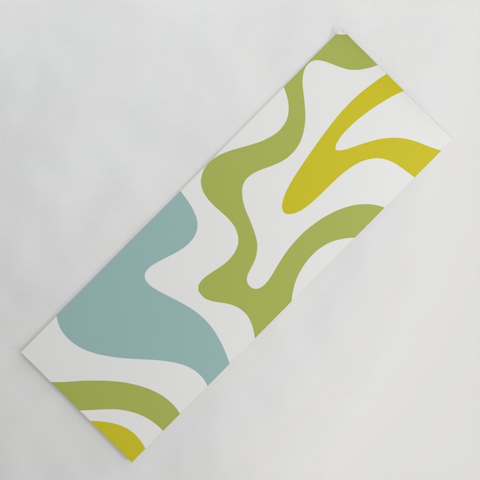 Retro Liquid Swirl Abstract Pattern Square Spring Green Ice Blue White  Yoga Mat Gallery Image 1