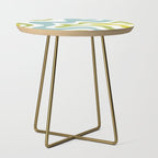 Retro Liquid Swirl Abstract Pattern Square Spring Green Ice Blue White  Side Table Gallery Image 1