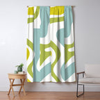 Retro Liquid Swirl Abstract Pattern Square Spring Green Ice Blue White  Window Curtain Gallery Image 5