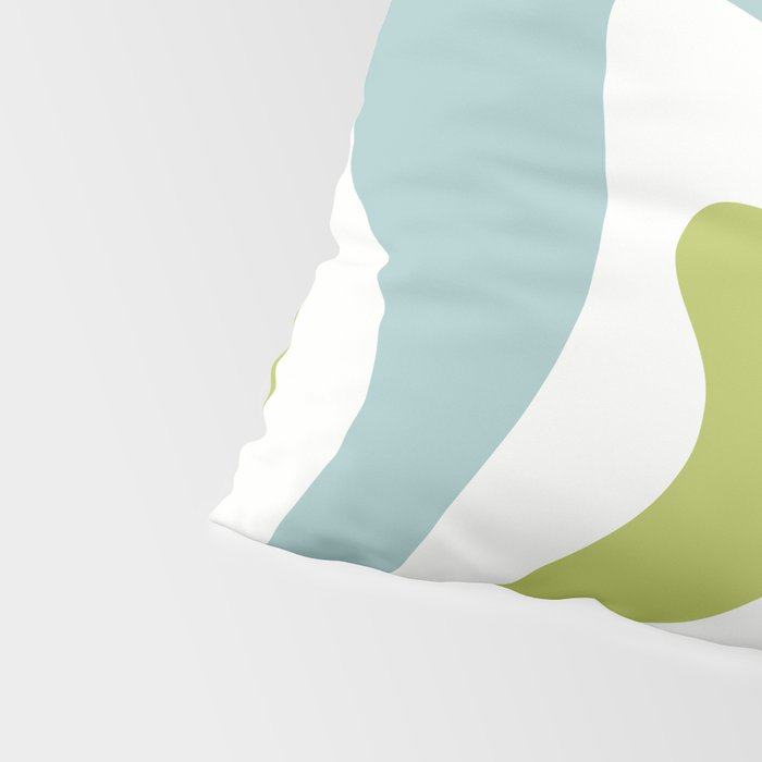 Retro Liquid Swirl Abstract Pattern Square Spring Green Ice Blue White  Pillow Sham Gallery Image 4