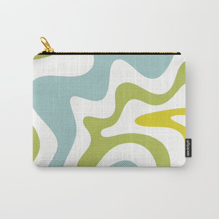 Retro Liquid Swirl Abstract Pattern Square Spring Green Ice Blue White  Carry All Pouch Gallery Image 1