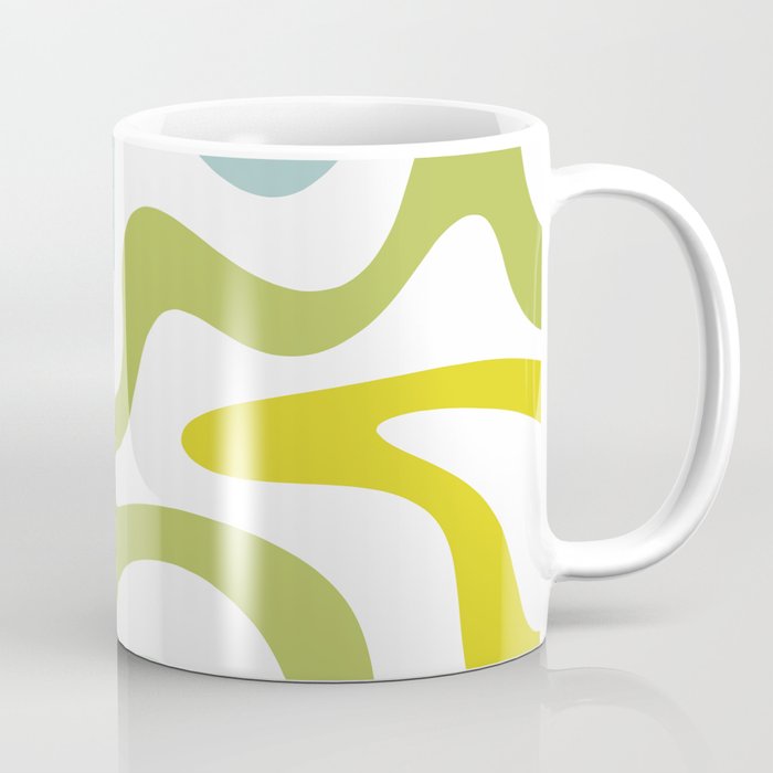 Retro Liquid Swirl Abstract Pattern Square Spring Green Ice Blue White  Coffee Mug Gallery Image 1