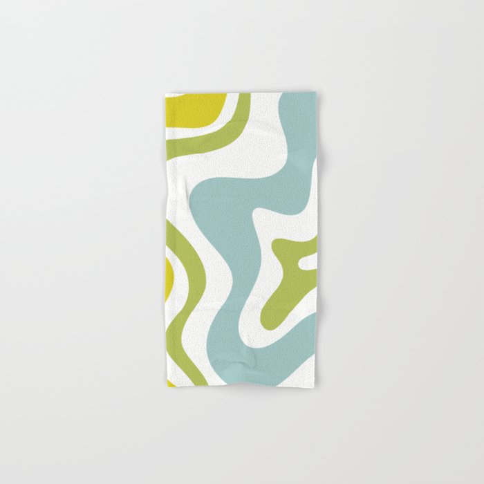 Retro Liquid Swirl Abstract Pattern Square Spring Green Ice Blue White  Bath Towel Gallery Image 1