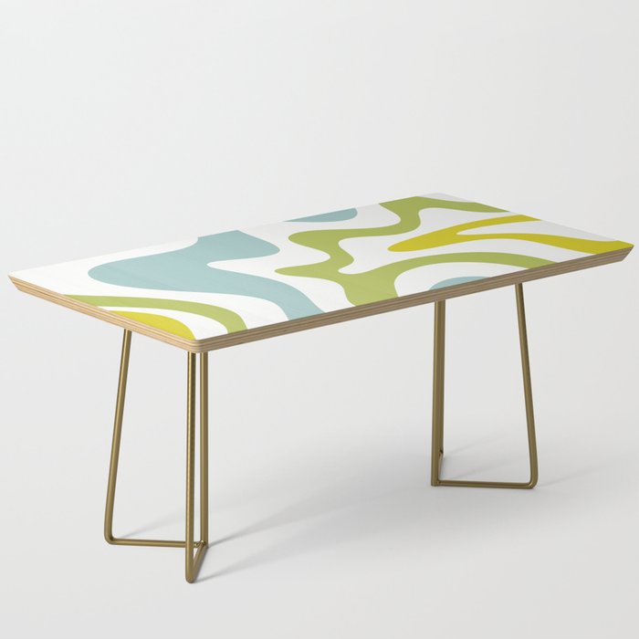 Retro Liquid Swirl Abstract Pattern Square Spring Green Ice Blue White  Coffee Table Gallery Image 2