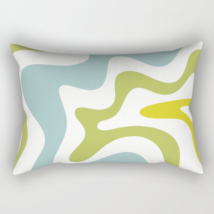 Retro Liquid Swirl Abstract Pattern Square Spring Green Ice Blue White  Rectangular Pillow Gallery Image 2
