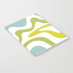 Retro Liquid Swirl Abstract Pattern Square Spring Green Ice Blue White  Notebook Gallery Image 2