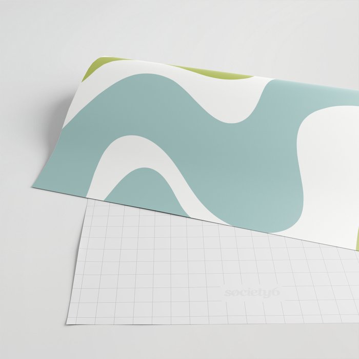Retro Liquid Swirl Abstract Pattern Square Spring Green Ice Blue White  Wrapping Paper Gallery Image 2