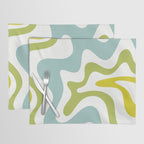 Retro Liquid Swirl Abstract Pattern Square Spring Green Ice Blue White  Placemat Gallery Image 1