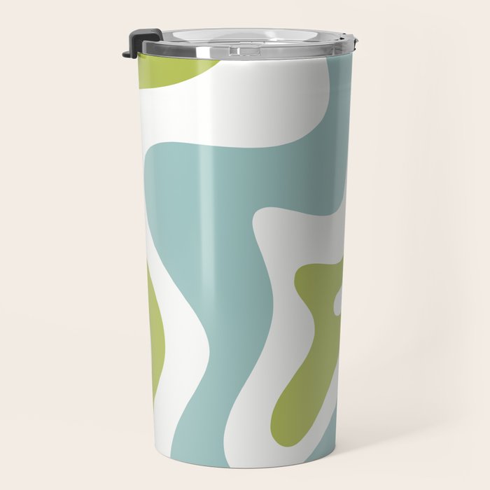 Retro Liquid Swirl Abstract Pattern Square Spring Green Ice Blue White  Travel Mug Gallery Image 3