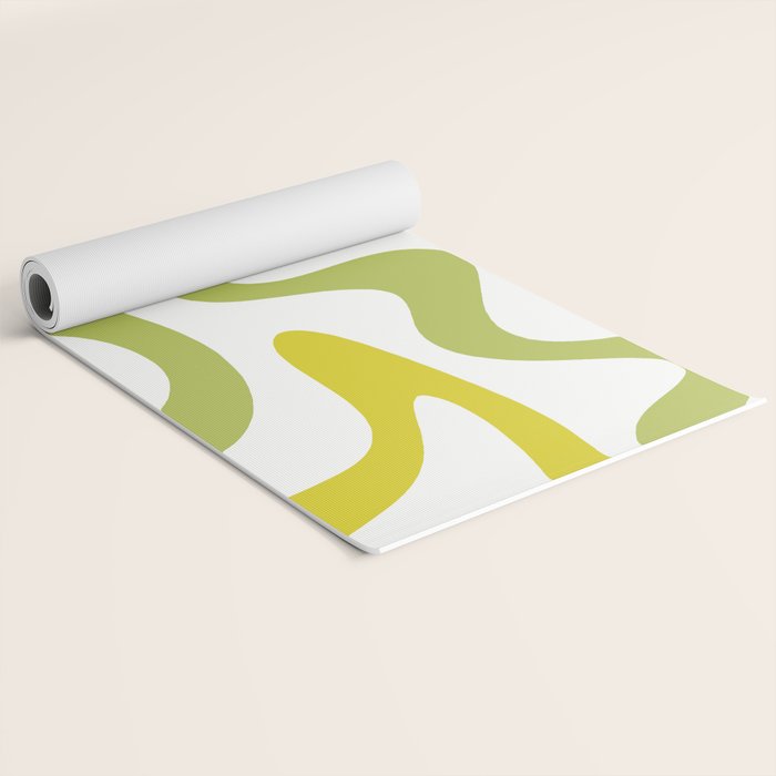 Retro Liquid Swirl Abstract Pattern Square Spring Green Ice Blue White  Yoga Mat Gallery Image 2