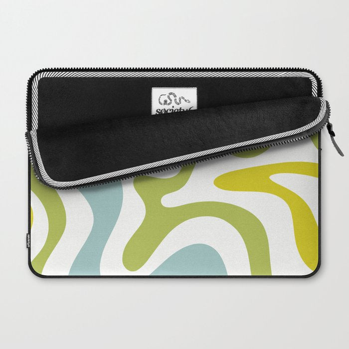 Retro Liquid Swirl Abstract Pattern Square Spring Green Ice Blue White  Laptop Sleeve Gallery Image 2