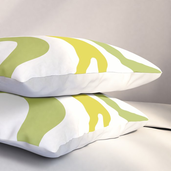 Retro Liquid Swirl Abstract Pattern Square Spring Green Ice Blue White  Pillow Sham Gallery Image 3