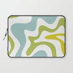 Retro Liquid Swirl Abstract Pattern Square Spring Green Ice Blue White  Laptop Sleeve Gallery Image 1