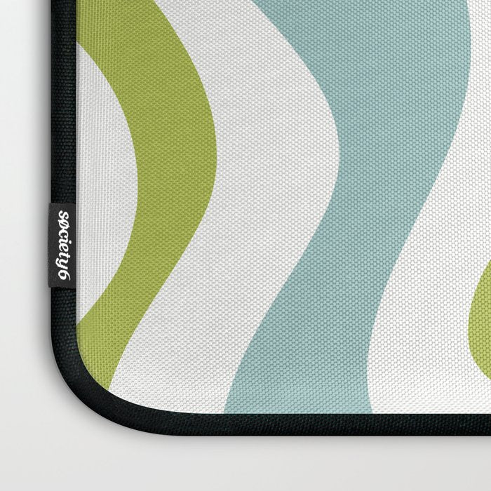 Retro Liquid Swirl Abstract Pattern Square Spring Green Ice Blue White  Laptop Sleeve Gallery Image 3