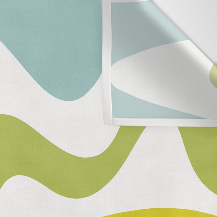 Retro Liquid Swirl Abstract Pattern Square Spring Green Ice Blue White  Wall Tapestry Gallery Image 3