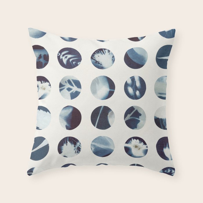 Botanical Cyanotypes Throw Pillow Gallery Image 1