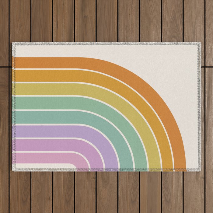 Gradient Arch XV Tropical Mid Century Modern Rainbow Outdoor Rug Gallery Image 1