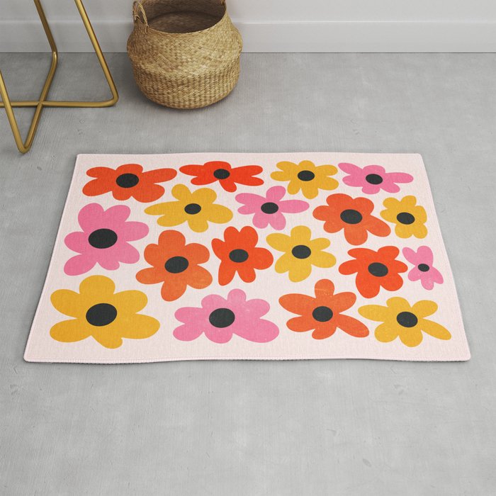 Retro Flowers: Pastel Edition Rug Gallery Image 1