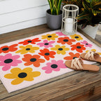 Retro Flowers: Pastel Edition Outdoor Rug Gallery Image 2