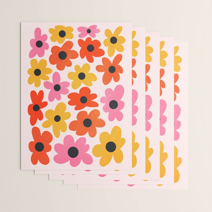 Retro Flowers: Pastel Edition Wrapping Paper Gallery Image 3