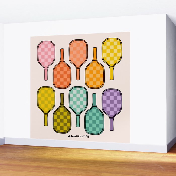 Rainbow Pickleball Paddles Wall Mural Gallery Image 2