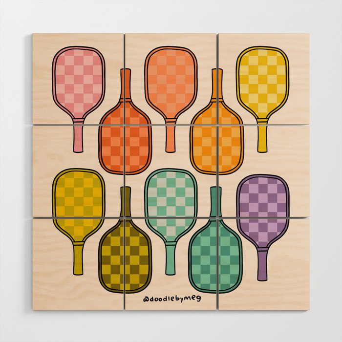 Rainbow Pickleball Paddles Wood Wall Art Gallery Image 1