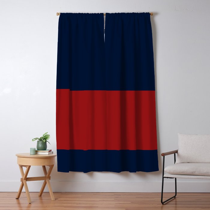 Navy Bold Red Stripe Window Curtain Gallery Image 1