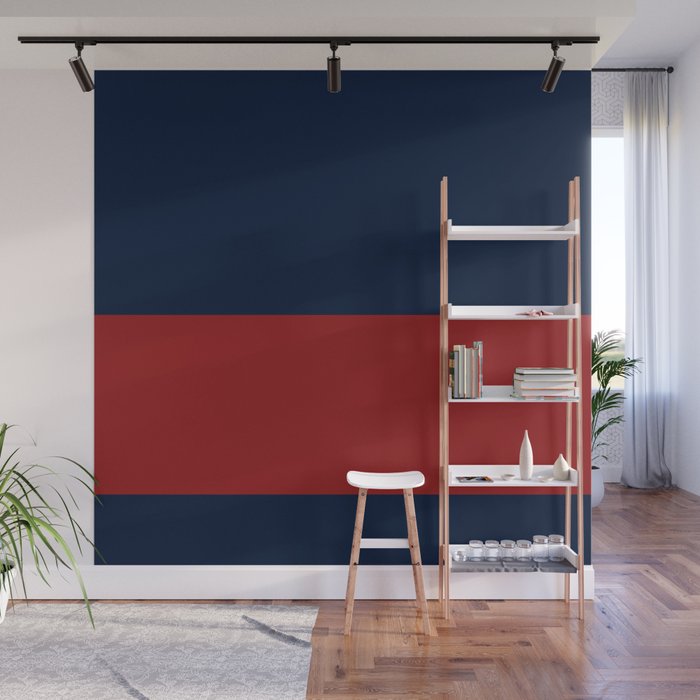 Navy Bold Red Stripe Wall Mural Gallery Image 1