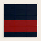 Navy Bold Red Stripe Wood Wall Art Gallery Image 1