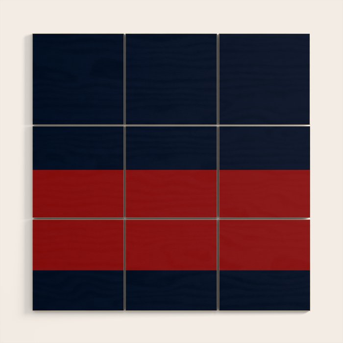 Navy Bold Red Stripe Wood Wall Art Gallery Image 1
