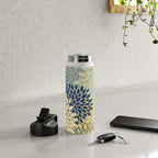 Floral Print, Yellow, Gray, Blue, Teal Water Bottle Gallery Image 5