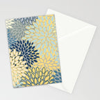 Floral Print, Yellow, Gray, Blue, Teal Stationery Card Gallery Image 2