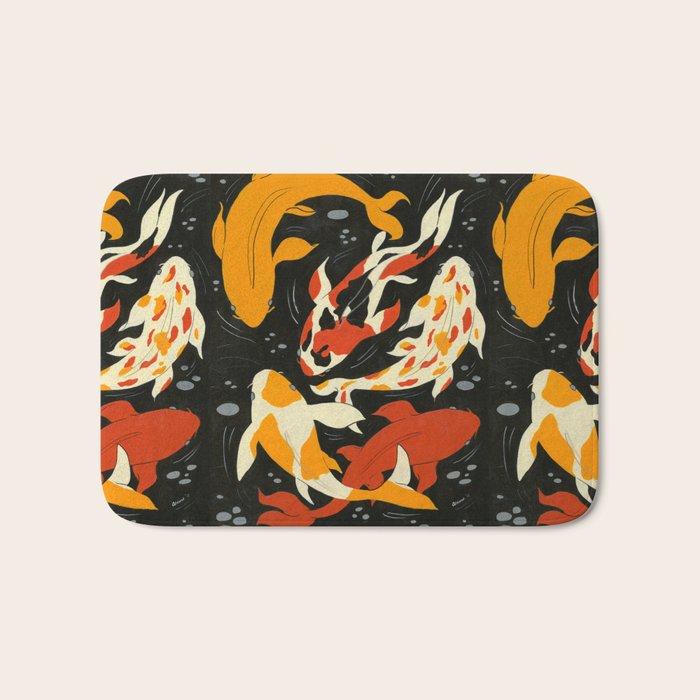 Koi in Black Water Bath Mat Gallery Image 1