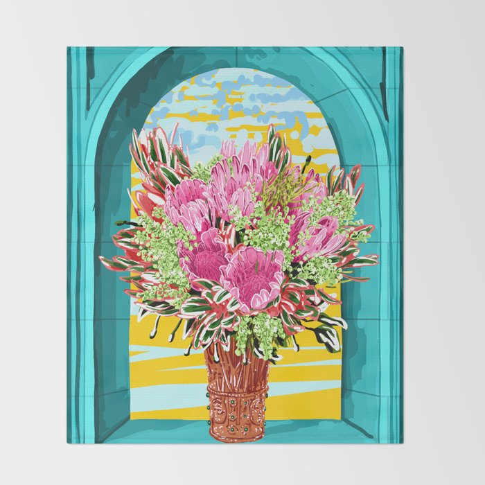 The Good Vibes Flower Pot Throw Blanket Gallery Image 2