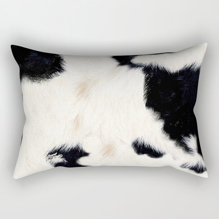 Scandinavian Modern Cowhide Spotted Black White Rectangular Pillow Gallery Image 2