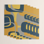 Midcentury Modern Abstract 2 in Mustard, Navy Blue, and Gray Wrapping Paper Gallery Image 3