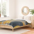 Midcentury Modern Abstract 2 in Mustard, Navy Blue, and Gray Duvet Cover Gallery Image 2