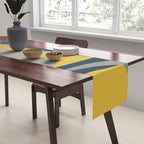 Midcentury Modern Abstract 2 in Mustard, Navy Blue, and Gray Table Runner Gallery Image 2