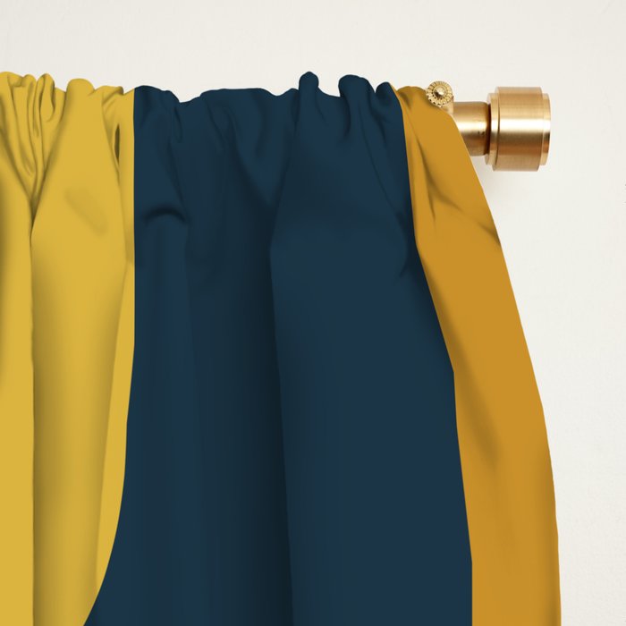 Midcentury Modern Abstract 2 in Mustard, Navy Blue, and Gray Window Curtain Gallery Image 2